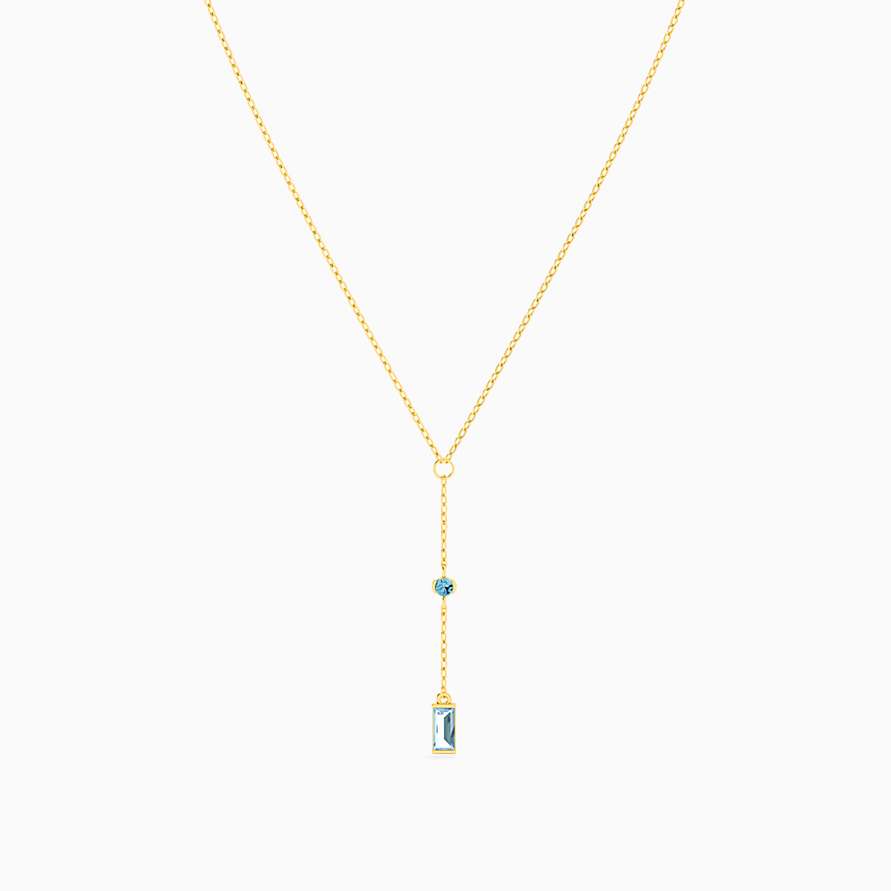 Baguette Colored Stones Necklace In 18K Gold - 3 Baguette Colored Stones Necklace In 18K Gold - 3