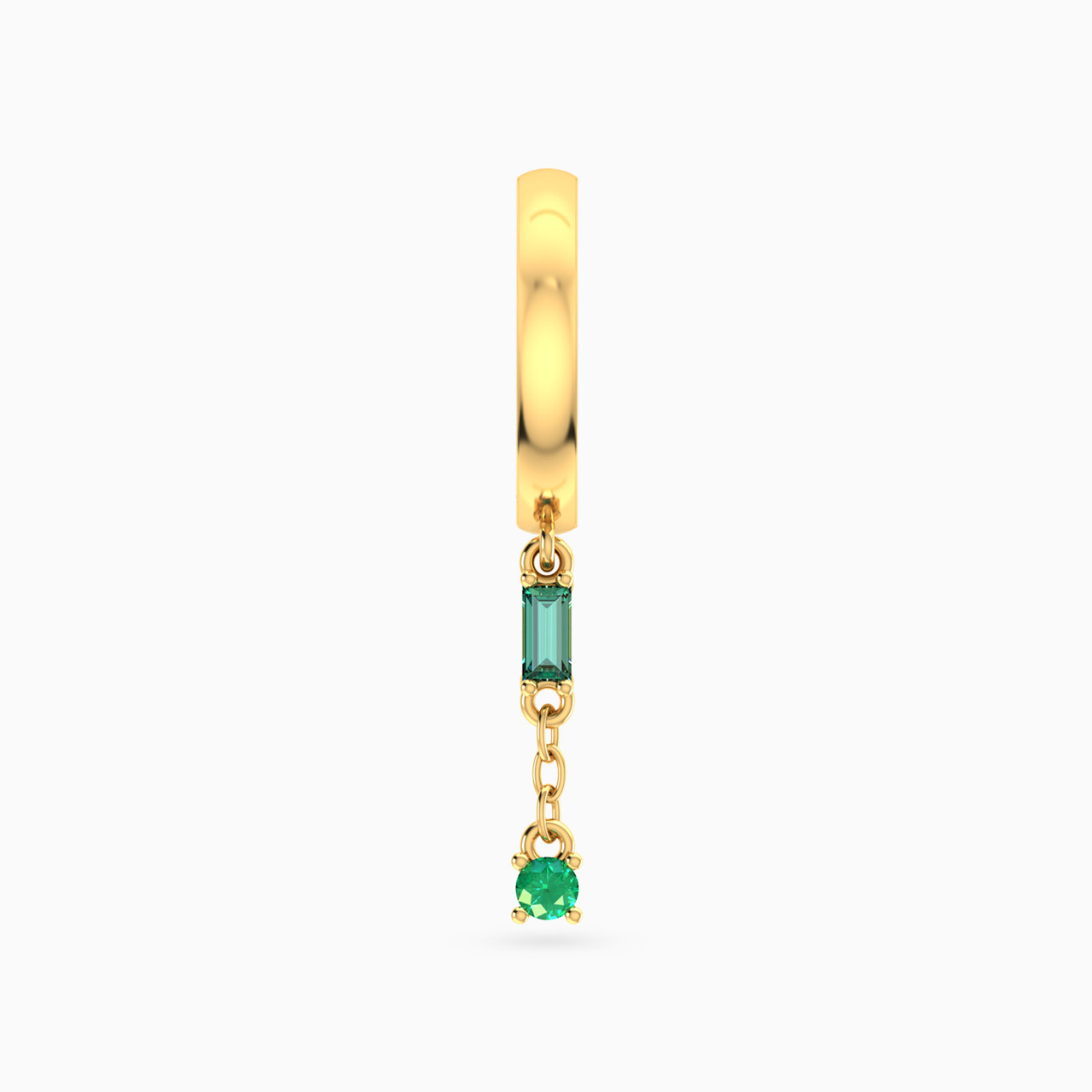 Multishaped Green Stone Hoop Earring in 18K Gold - 1 Piece - 4 Multishaped Green Stone Hoop Earring in 18K Gold - 1 Piece - 4