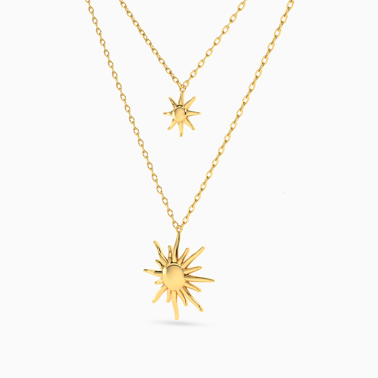 Sun Layered Necklace in 18K Gold - 2 Sun Layered Necklace in 18K Gold - 2