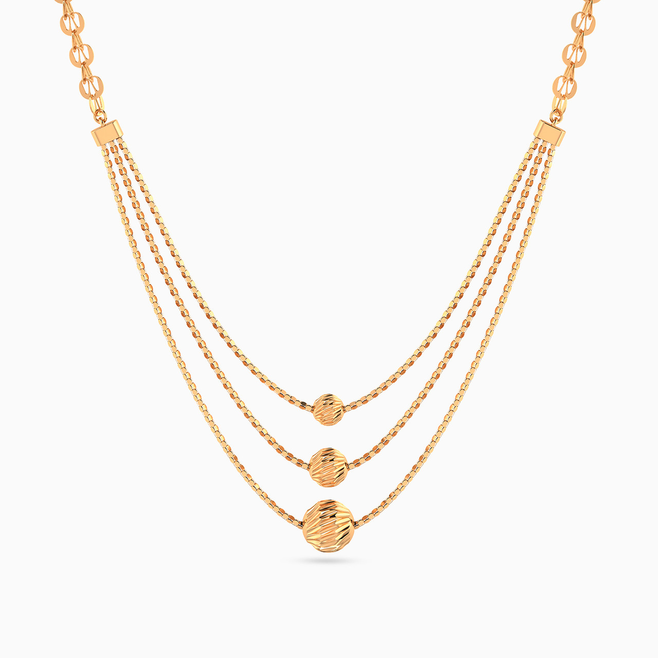 Gold beads Layered Necklace in 21K Gold | L'azurde KSA
