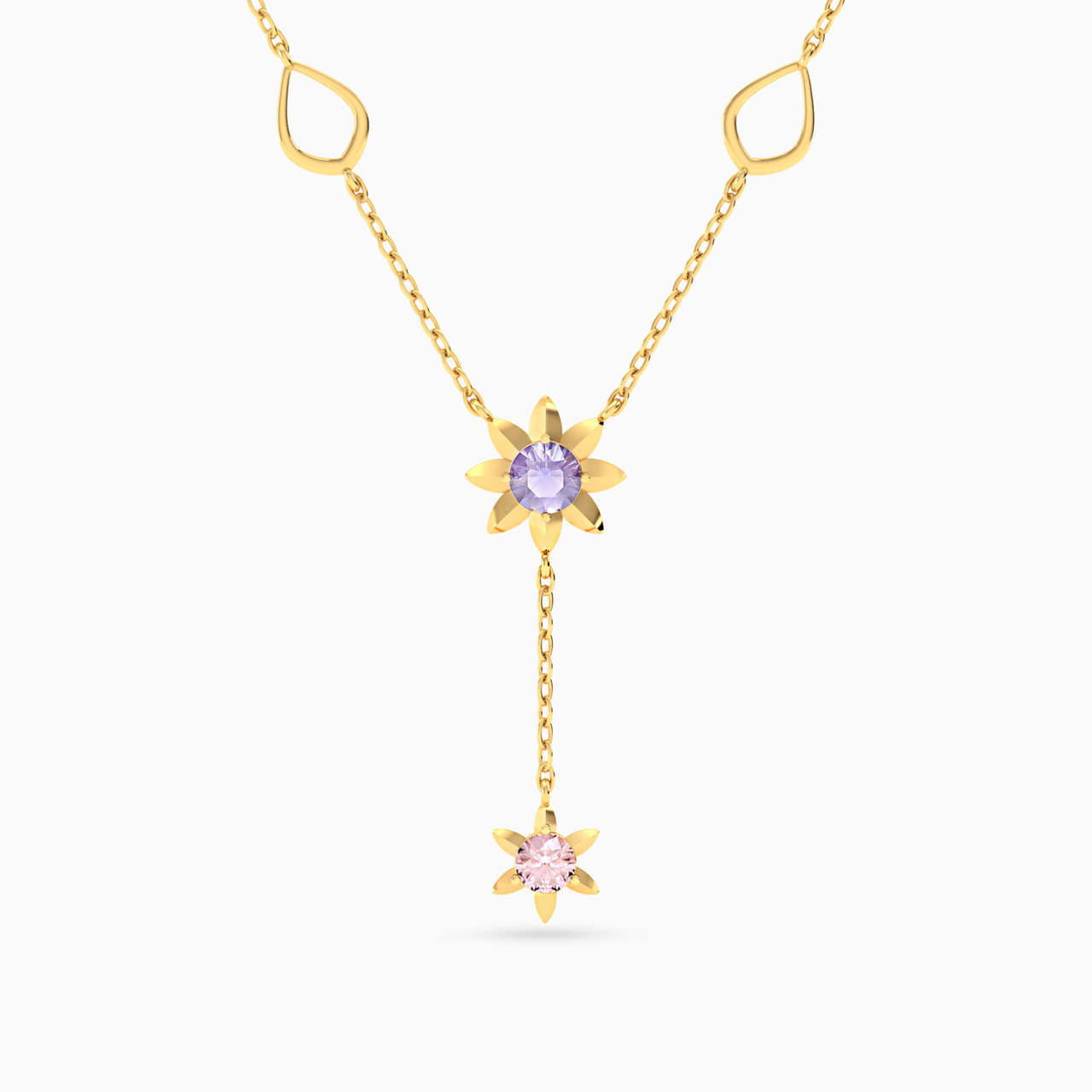 Flower Colored Stones Necklace In 18K Gold Flower Colored Stones Necklace In 18K Gold