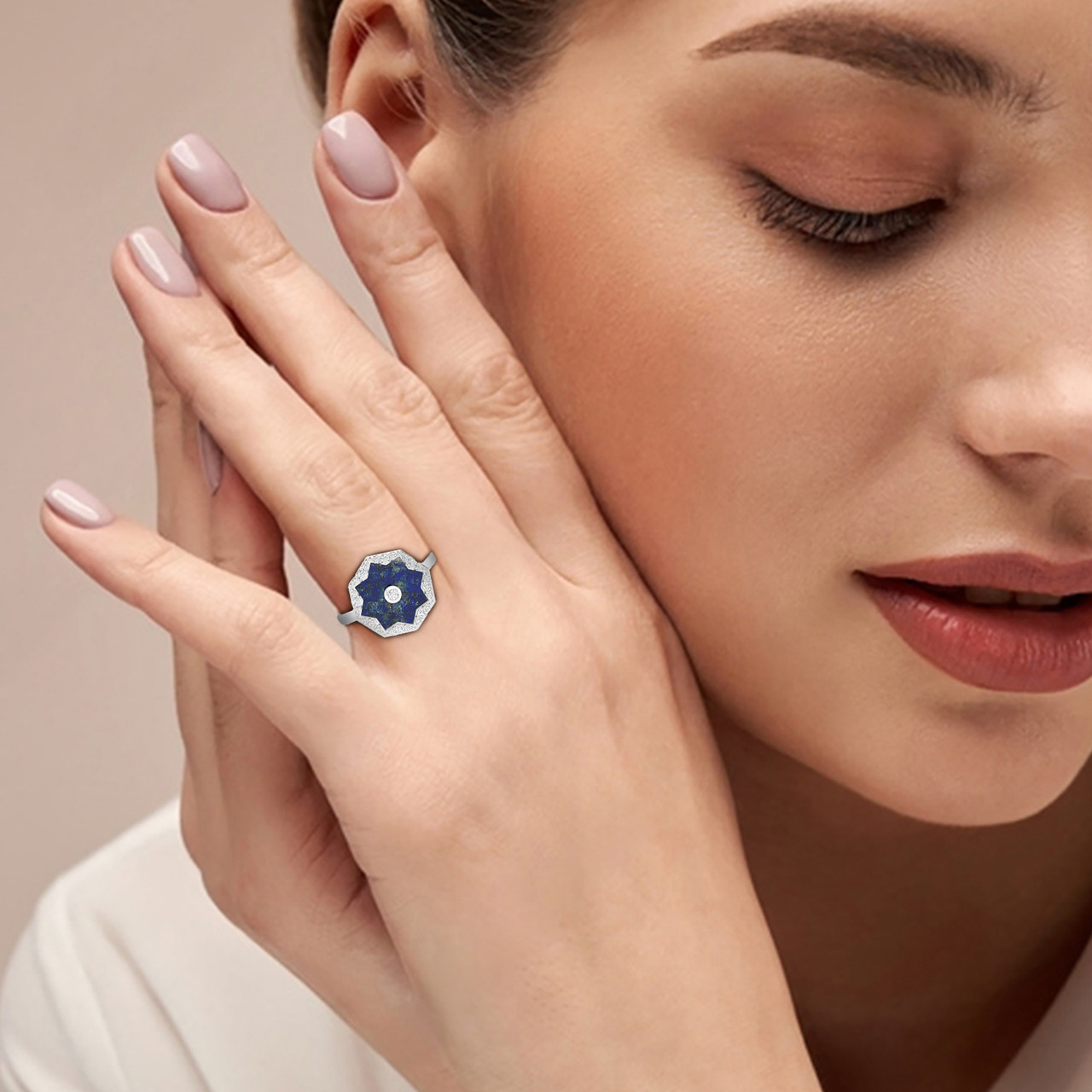 Star Blue Stone & Diamond Ring In 18K Gold - 4 https://cdn11.bigcommerce.com/s-igqk382kzx/images/stencil/1280w/products/8747/80888/SAR05679-4__83660.1753280738.jpg