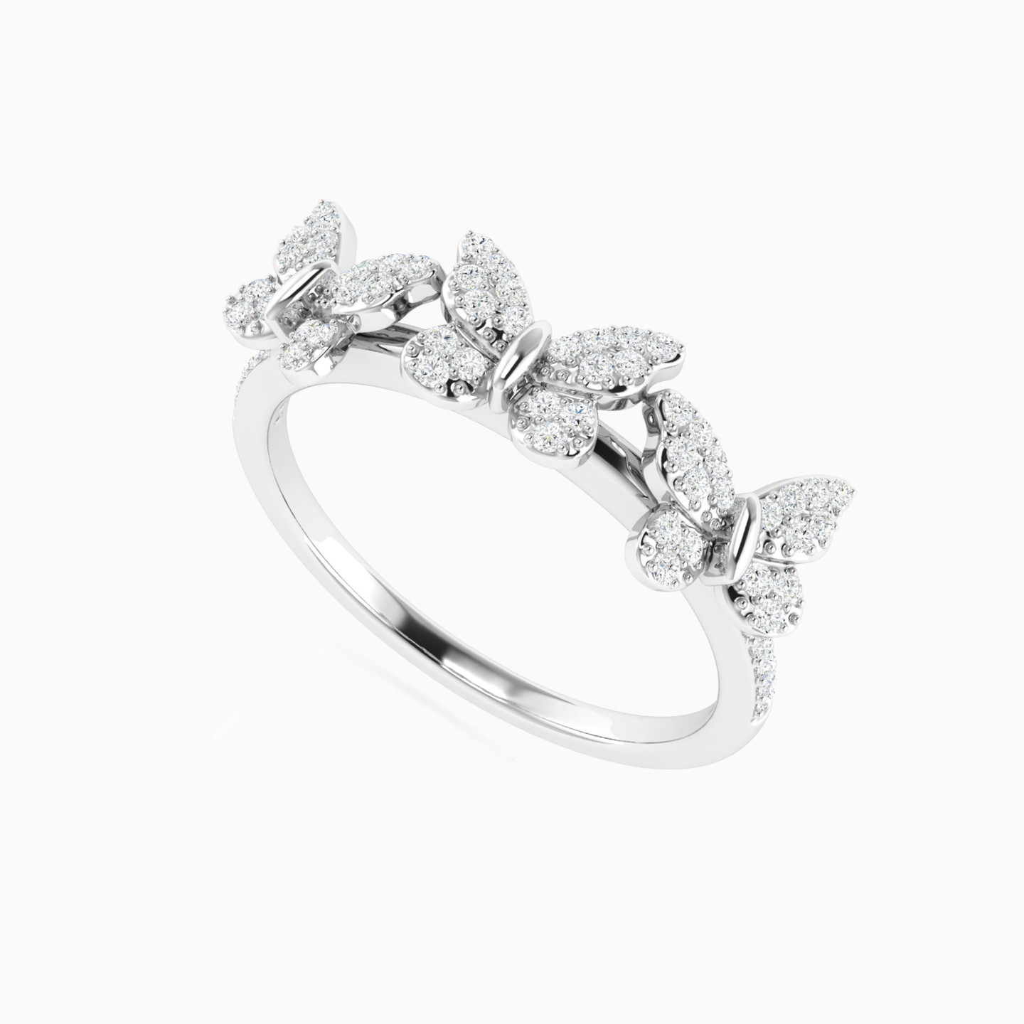 Butterflies Diamond Ring in 18K Gold - 2 Butterflies Diamond Ring in 18K Gold - 2