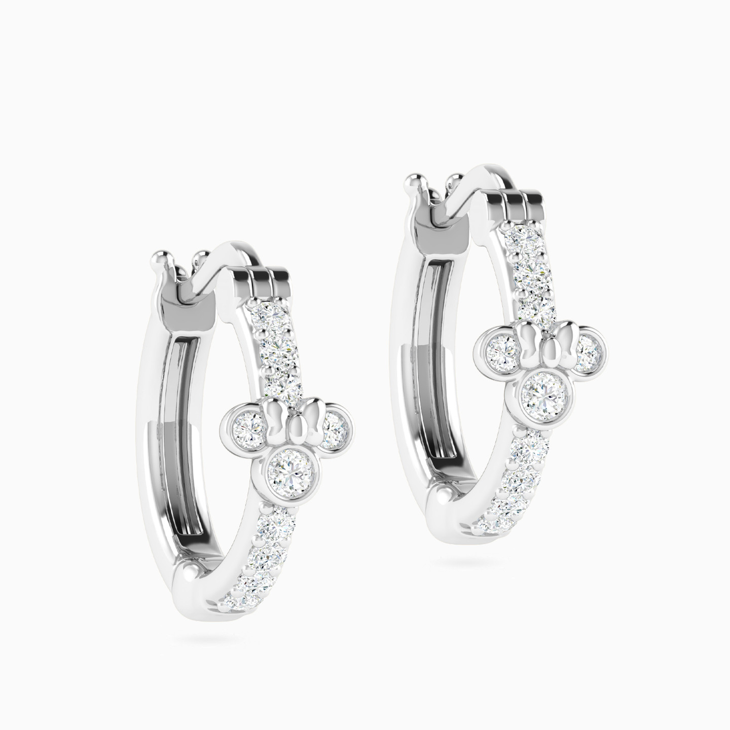 Kids Bow Diamond Huggie Earrings in 18K Gold - 3 Kids Bow Diamond Huggie Earrings in 18K Gold - 3