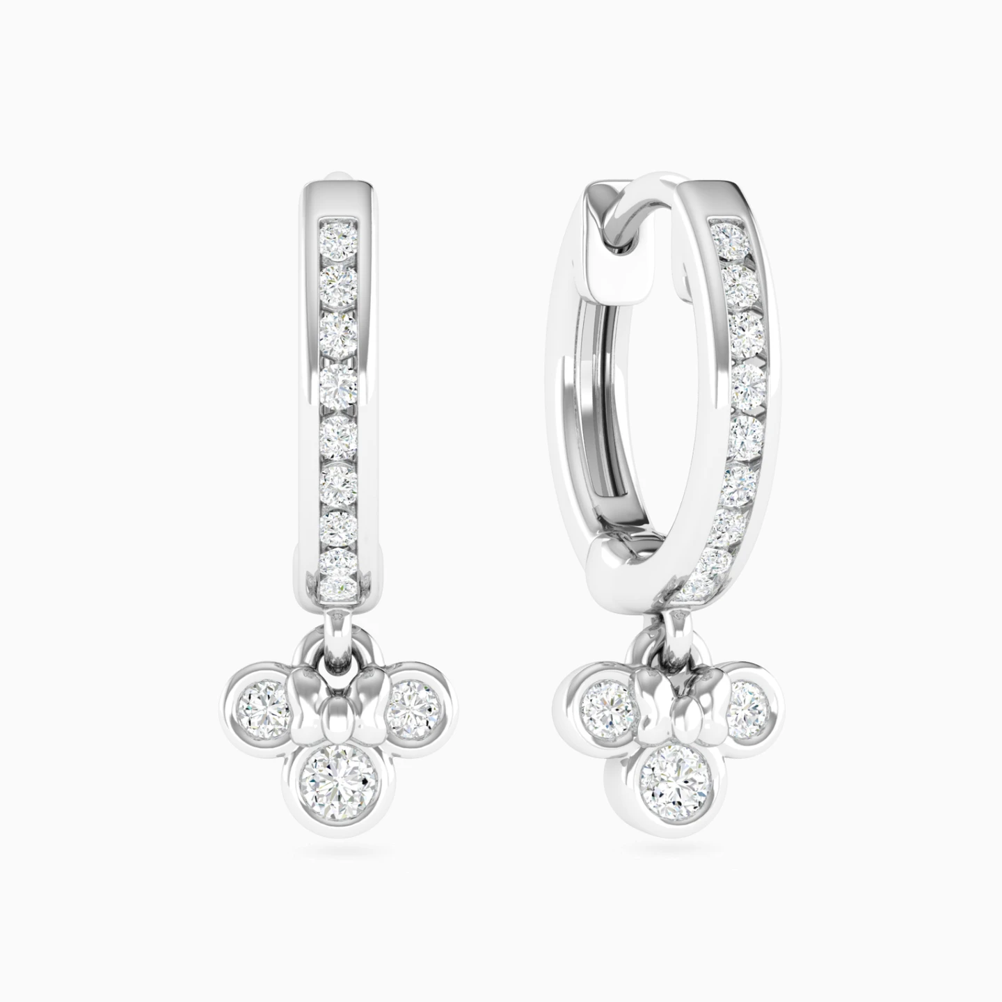 Kids Bow & Circles Diamond Huggie Earrings in 18K Gold Kids Bow & Circles Diamond Huggie Earrings in 18K Gold