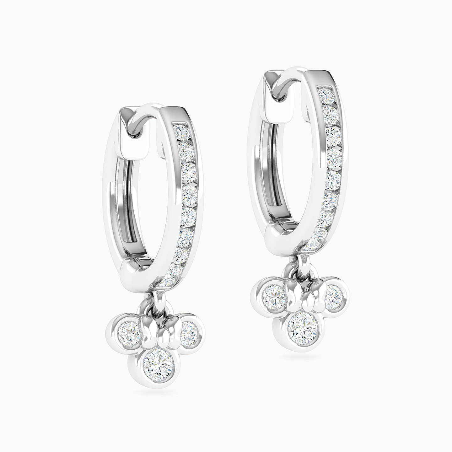 Kids Bow & Circles Diamond Huggie Earrings in 18K Gold - 3 Kids Bow & Circles Diamond Huggie Earrings in 18K Gold - 3