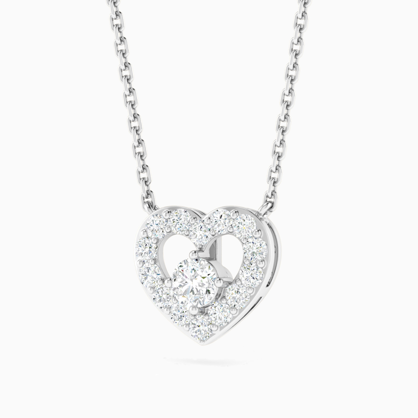 Open Heart Diamond Necklace in 18K Gold - 2 Open Heart Diamond Necklace in 18K Gold - 2