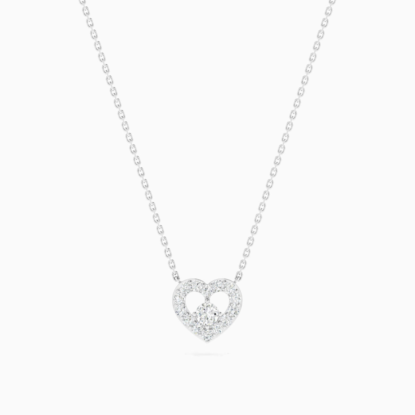 Open Heart Diamond Necklace in 18K Gold - 3 Open Heart Diamond Necklace in 18K Gold - 3