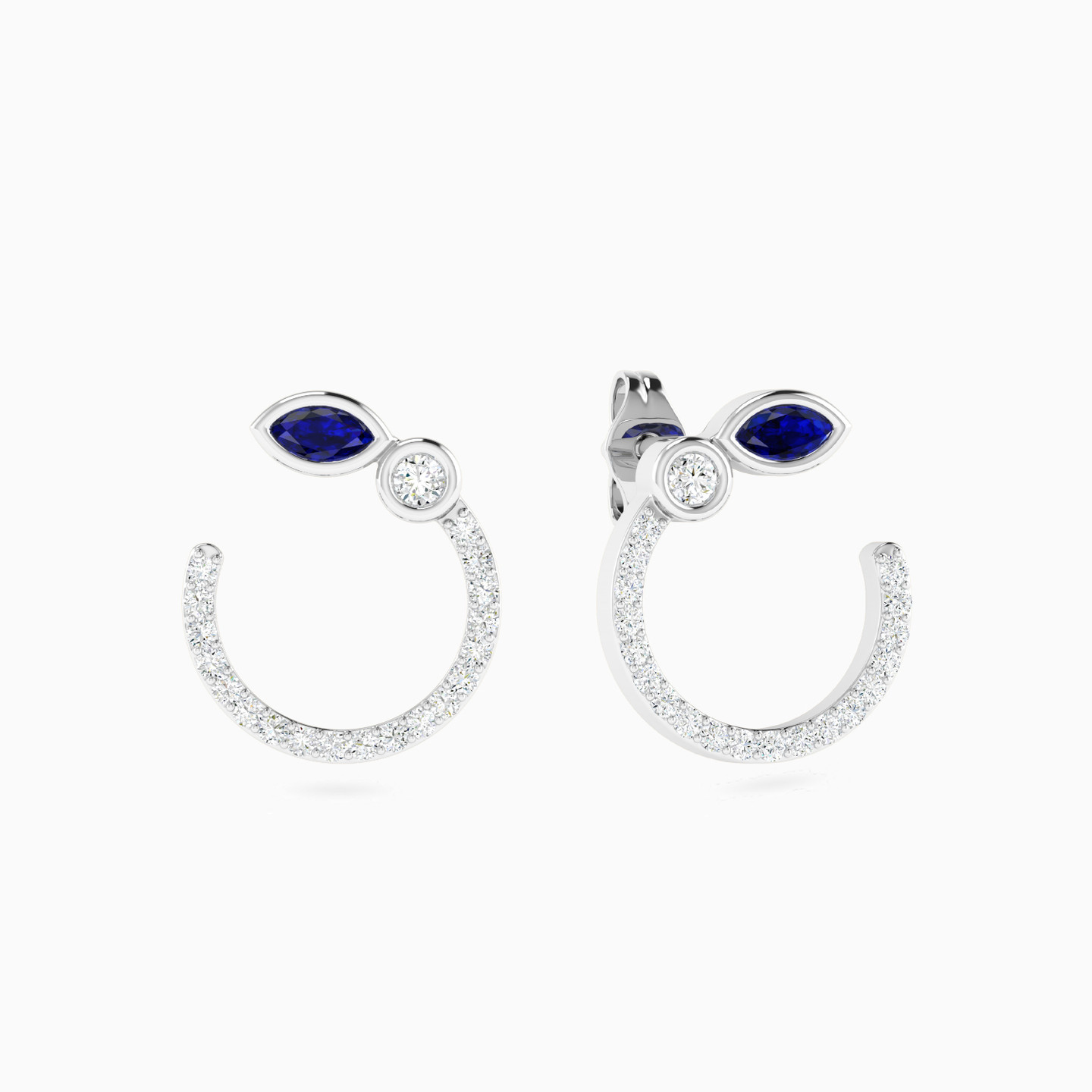 Open Circle Blue Stone & Diamond Stud Earrings in 18K Gold Open Circle Blue Stone & Diamond Stud Earrings in 18K Gold