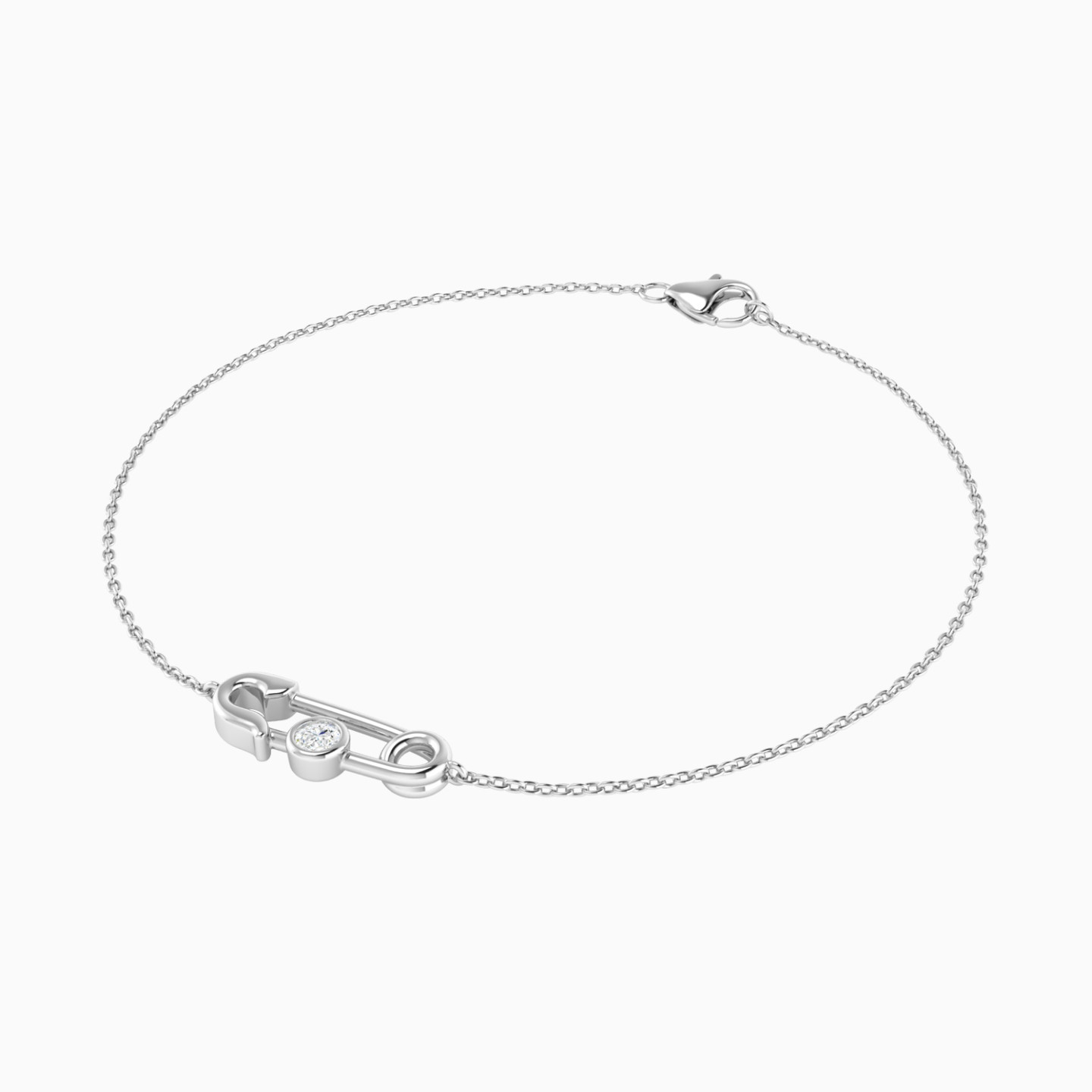 أسورة بسلسلة شكل دبوس ذهب عيار 18 قيراط مزينة بالألماس للأطفال - 3 أسورة بسلسلة شكل دبوس ذهب عيار 18 قيراط مزينة بالألماس للأطفال - 3