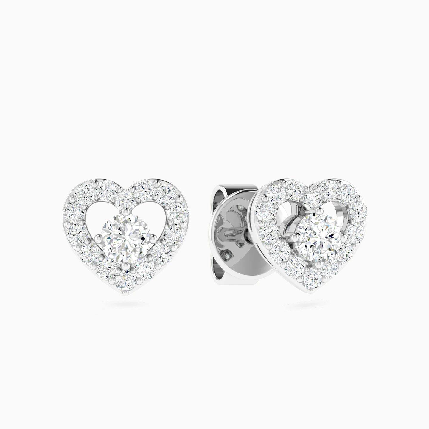 Open Heart Diamond Stud Earrings in 18K Gold Open Heart Diamond Stud Earrings in 18K Gold