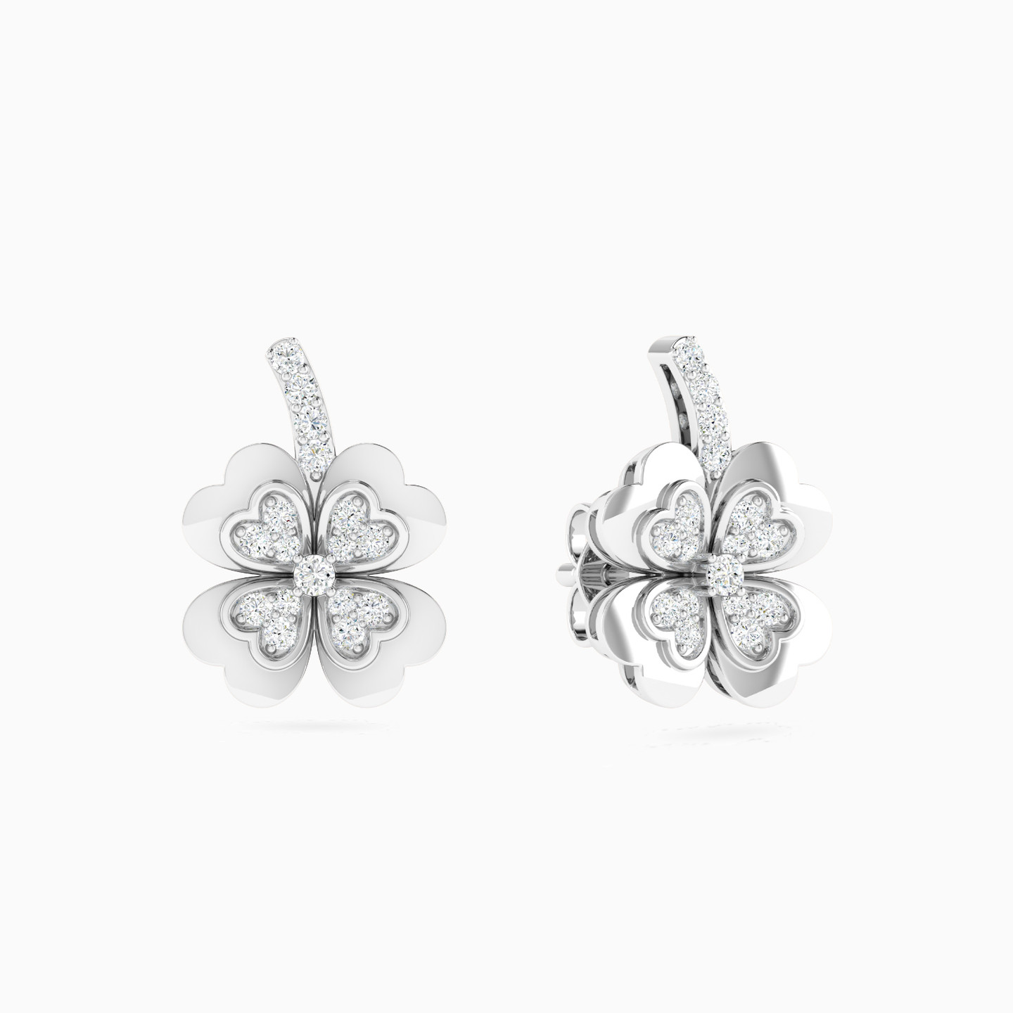 Four Petal Clover Diamond Stud Earrings in 18K Gold Four Petal Clover Diamond Stud Earrings in 18K Gold