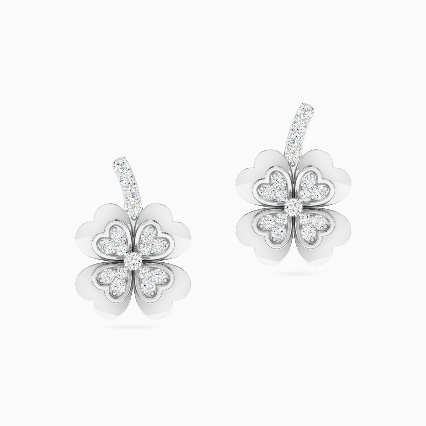 Four Petal Clover Diamond Stud Earrings in 18K Gold - 3 Four Petal Clover Diamond Stud Earrings in 18K Gold - 3