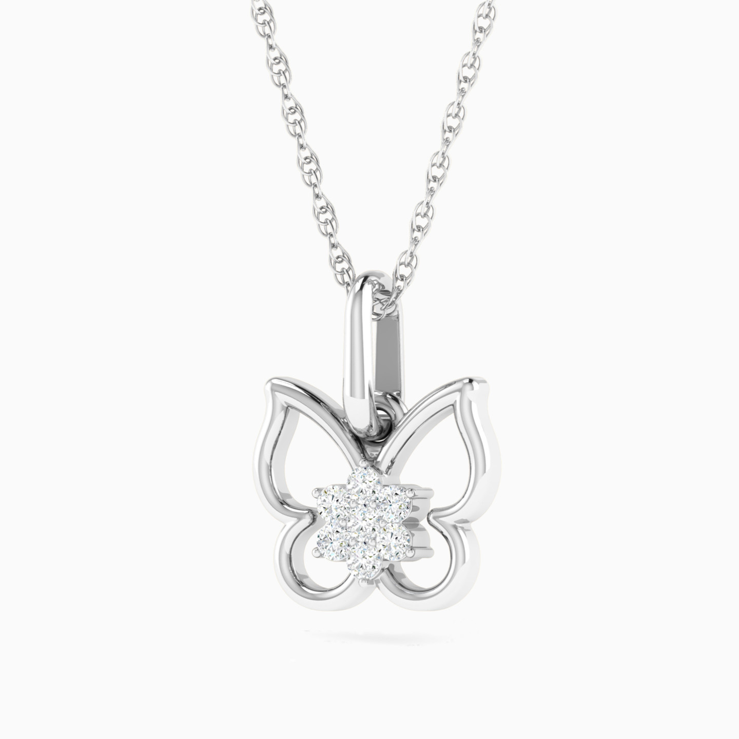Kids Open Butterfly Diamond Necklace in 18K Gold - 2 Kids Open Butterfly Diamond Necklace in 18K Gold - 2