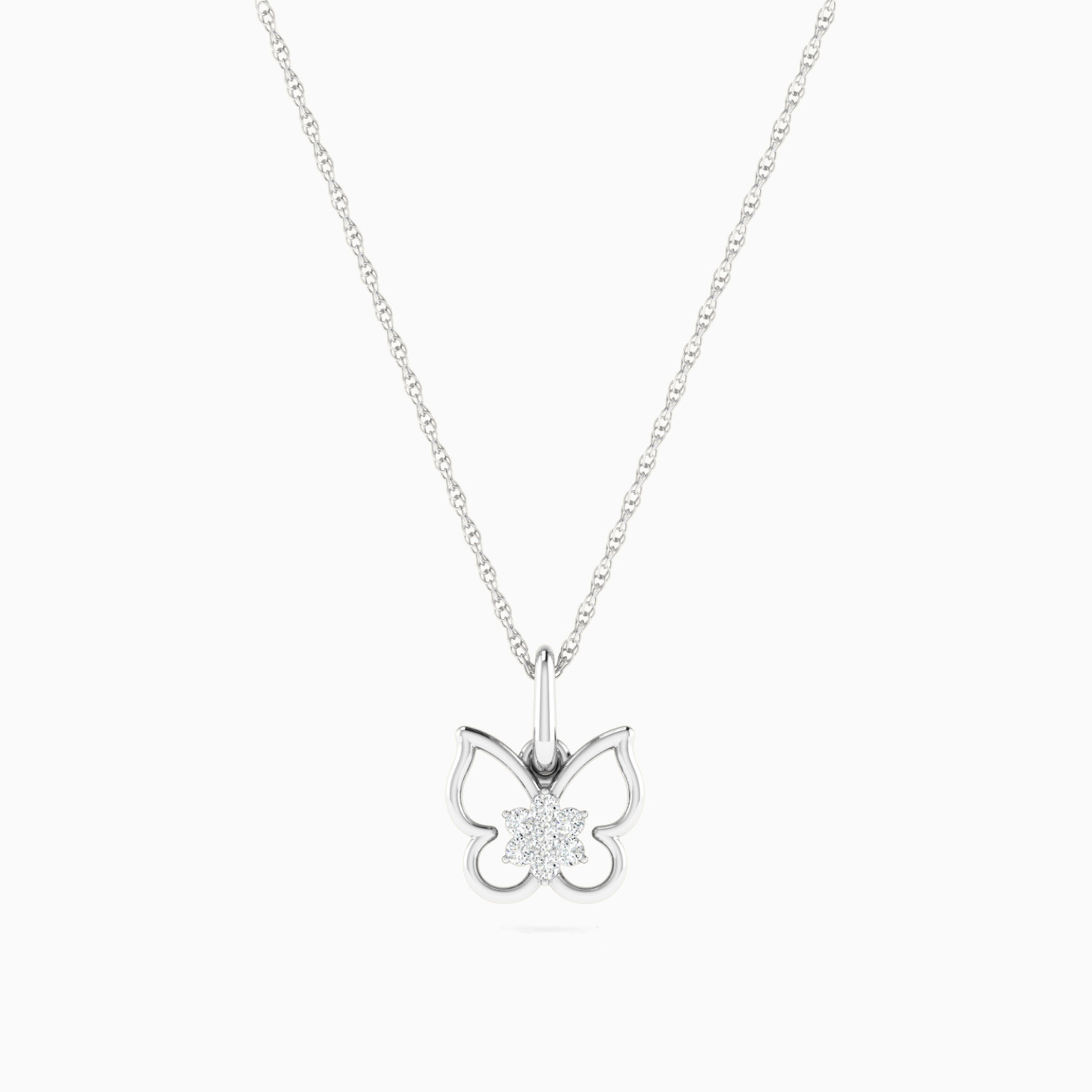 Kids Open Butterfly Diamond Necklace in 18K Gold - 3 Kids Open Butterfly Diamond Necklace in 18K Gold - 3