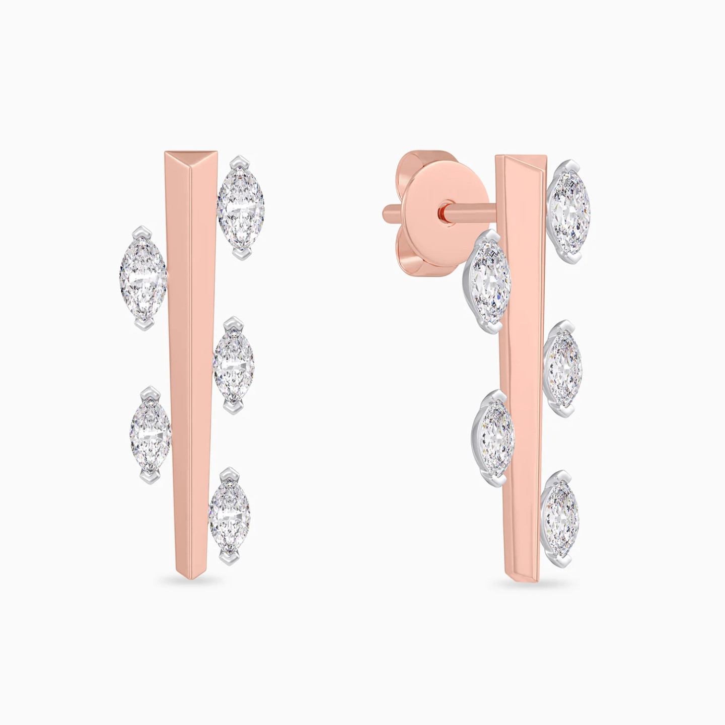 Vertical Line & Marquise Diamond Drop Earrings in 18K Gold Vertical Line & Marquise Diamond Drop Earrings in 18K Gold