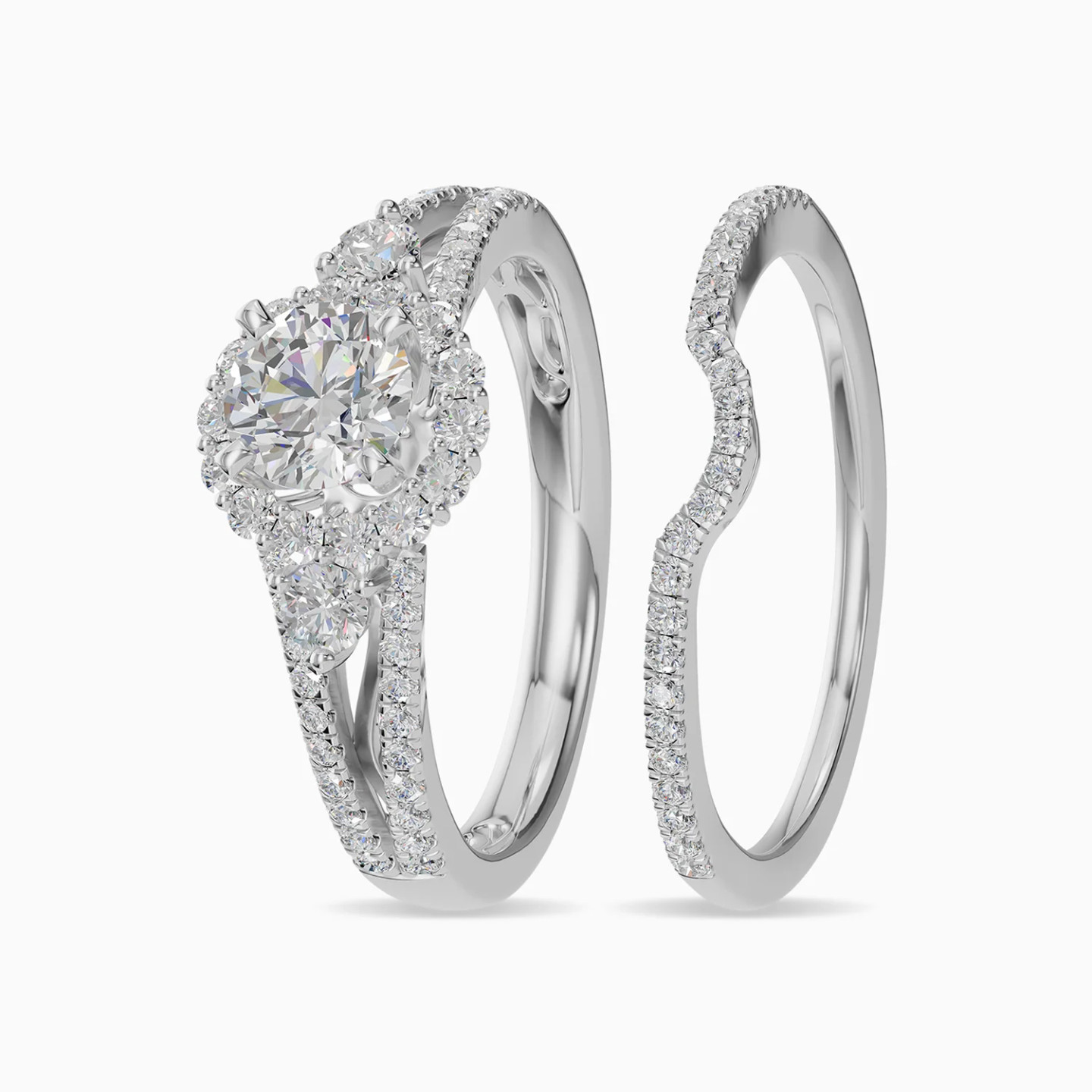 Round Cluster Diamond Twin Rings in 18K Gold Round Cluster Diamond Twin Rings in 18K Gold