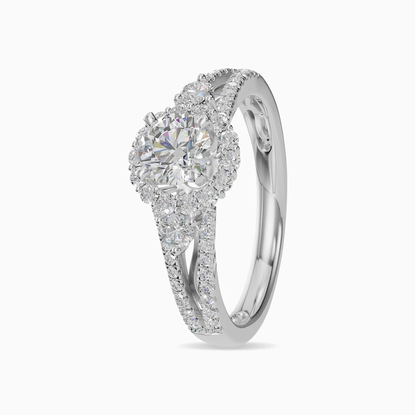 Round Cluster Diamond Twin Rings in 18K Gold - 2 Round Cluster Diamond Twin Rings in 18K Gold - 2