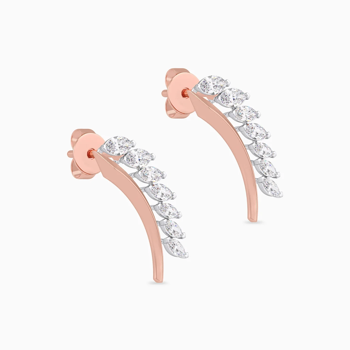 Arched Curves Diamond Stud Earrings in 18K Gold - 3 Arched Curves Diamond Stud Earrings in 18K Gold - 3
