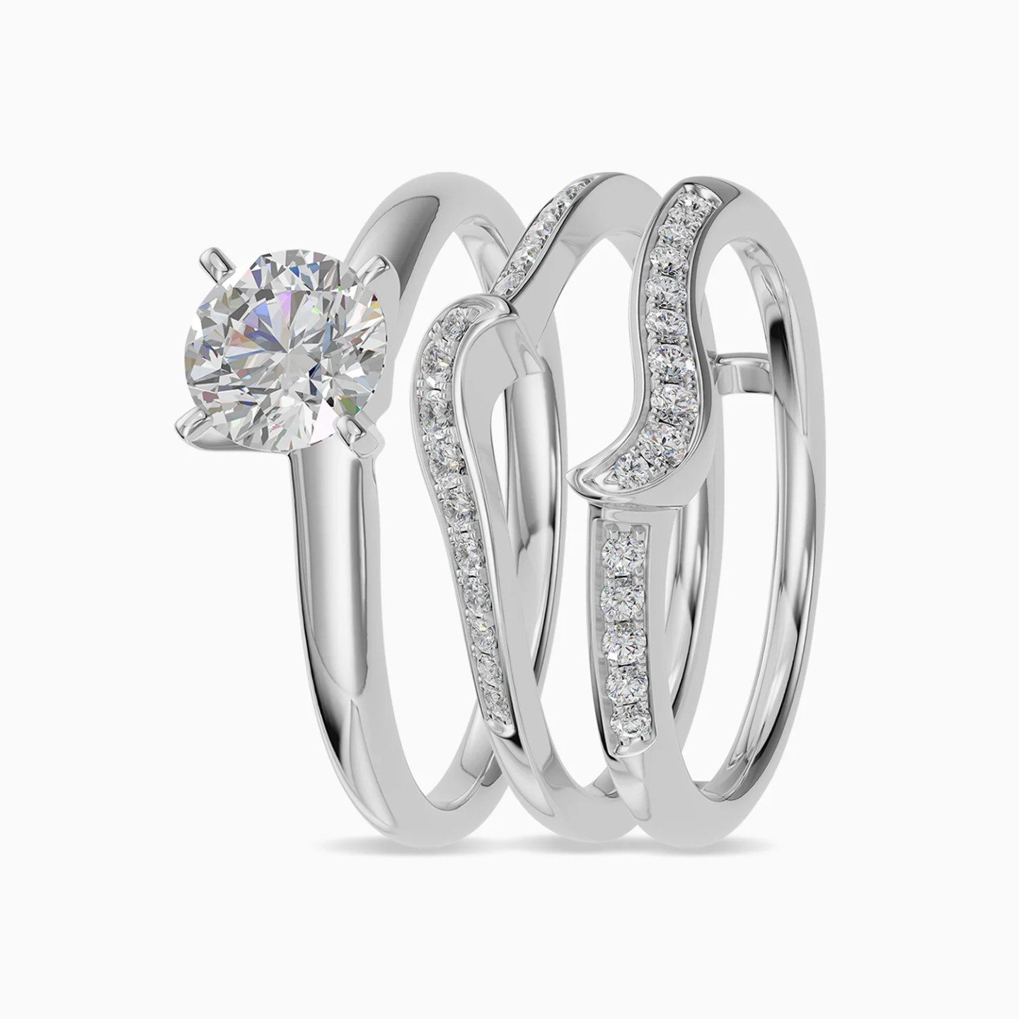 Split Shank & Round Diamond Twin Rings in 18K Gold Split Shank & Round Diamond Twin Rings in 18K Gold