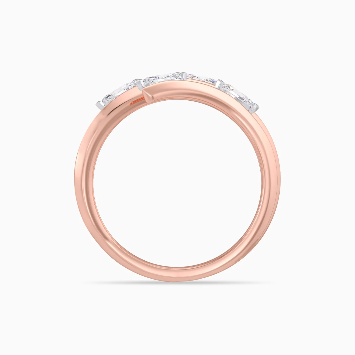 Open Design & Marquise Diamond Split Shank Ring in 18K Gold - 4 Open Design & Marquise Diamond Split Shank Ring in 18K Gold - 4