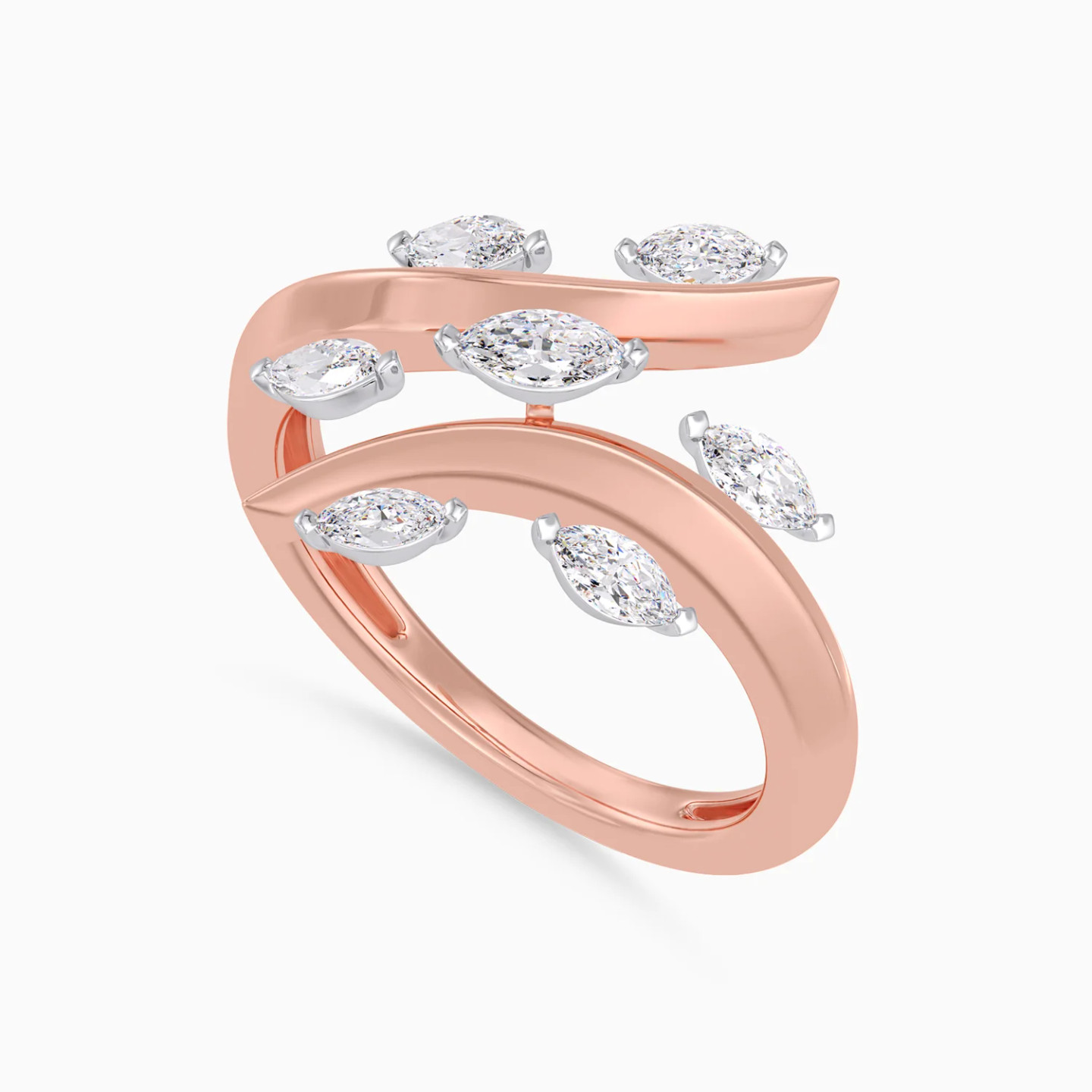 Marquise Diamond Bypass Ring in 18K Gold - 3 Marquise Diamond Bypass Ring in 18K Gold - 3