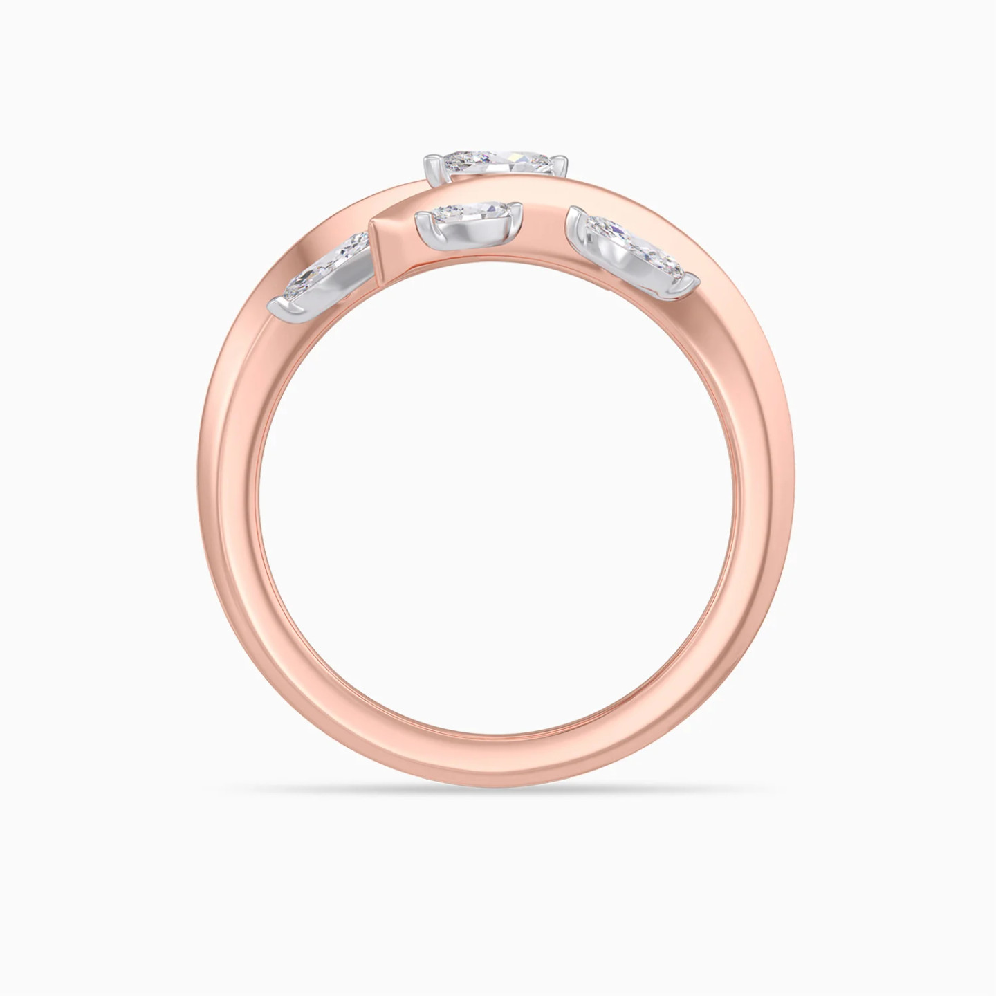 Marquise Diamond Bypass Ring in 18K Gold - 4 Marquise Diamond Bypass Ring in 18K Gold - 4