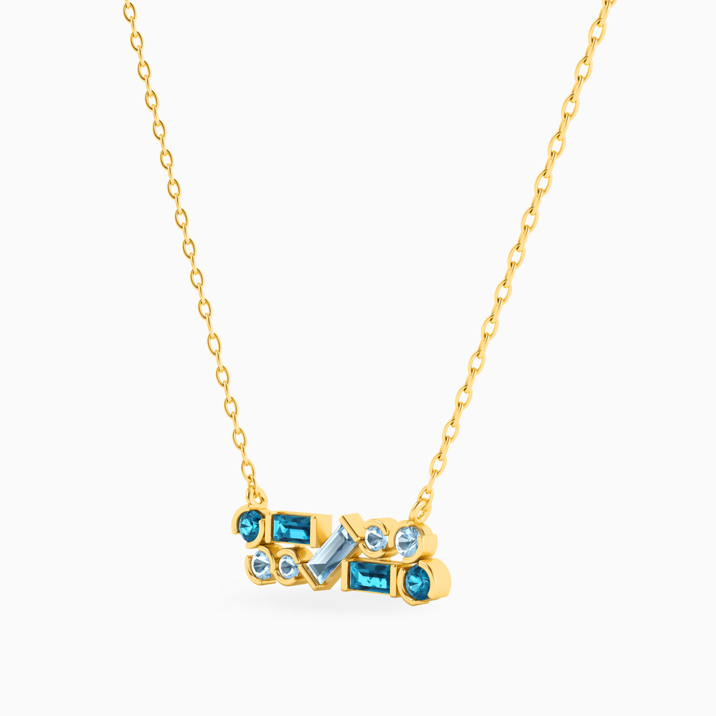 Baguette Green Stones Necklace In 18K Gold - 2 Baguette Green Stones Necklace In 18K Gold - 2