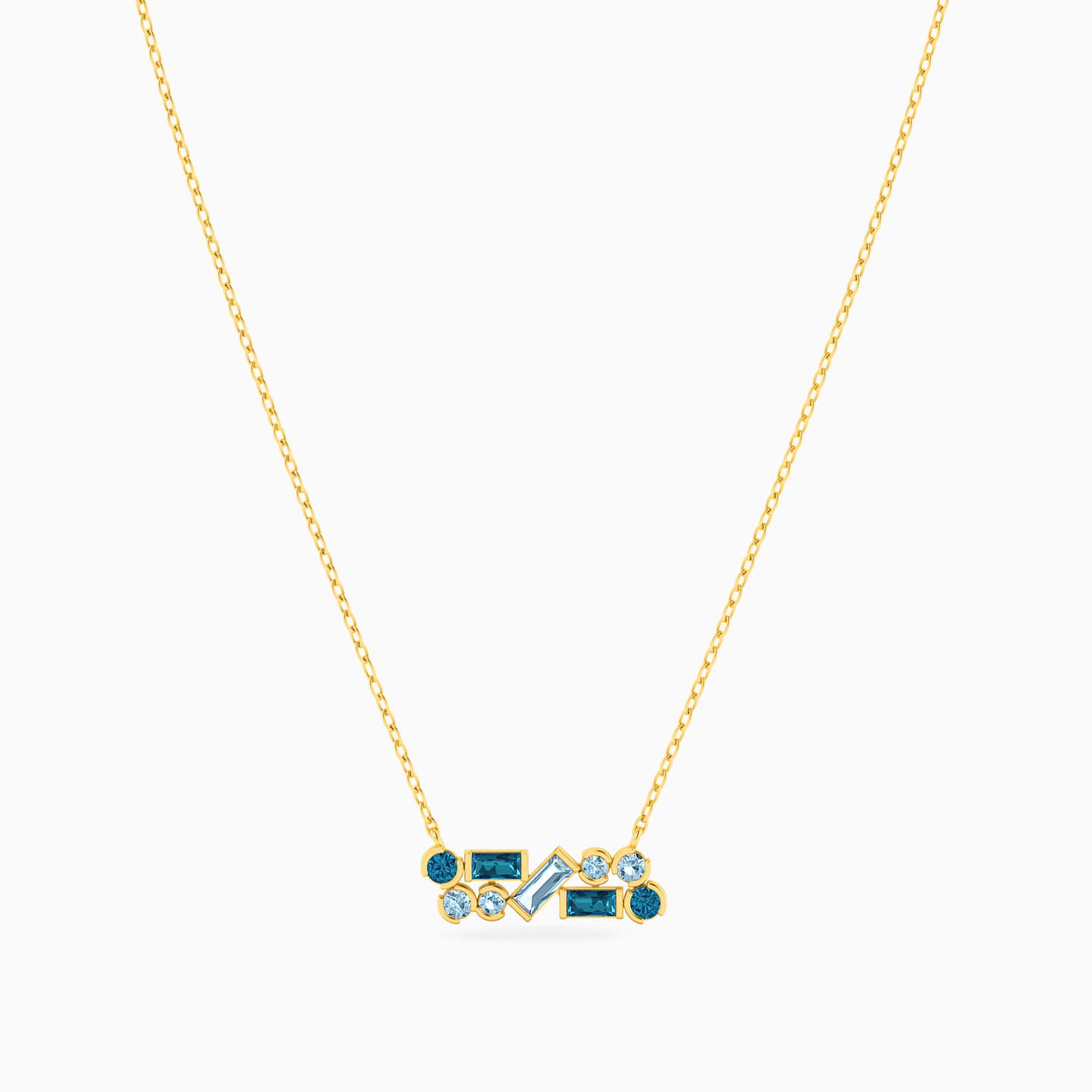 Baguette Green Stones Necklace In 18K Gold - 3 Baguette Green Stones Necklace In 18K Gold - 3
