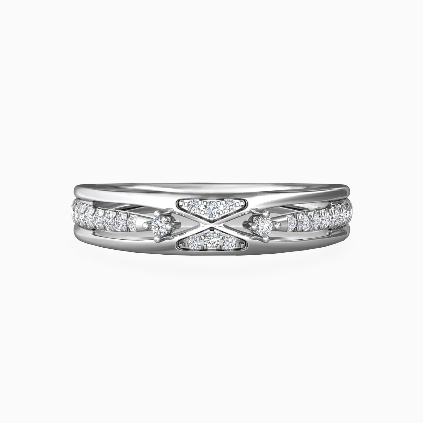 Elevated Flower Diamond Twin Rings in 18K Gold - 4 Elevated Flower Diamond Twin Rings in 18K Gold - 4