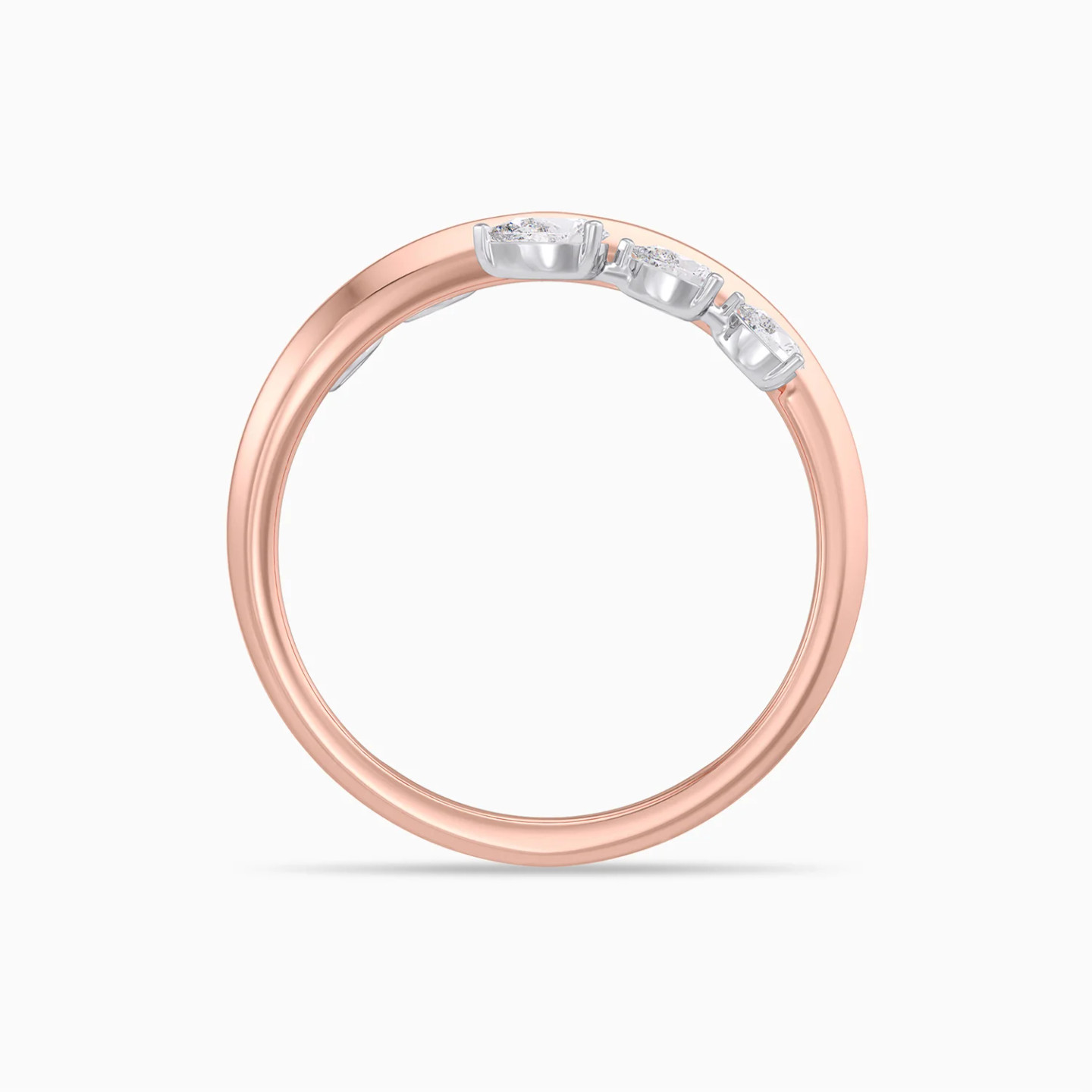 Curve & Pear Shaped Diamond Ring in 18K Gold - 4 Curve & Pear Shaped Diamond Ring in 18K Gold - 4