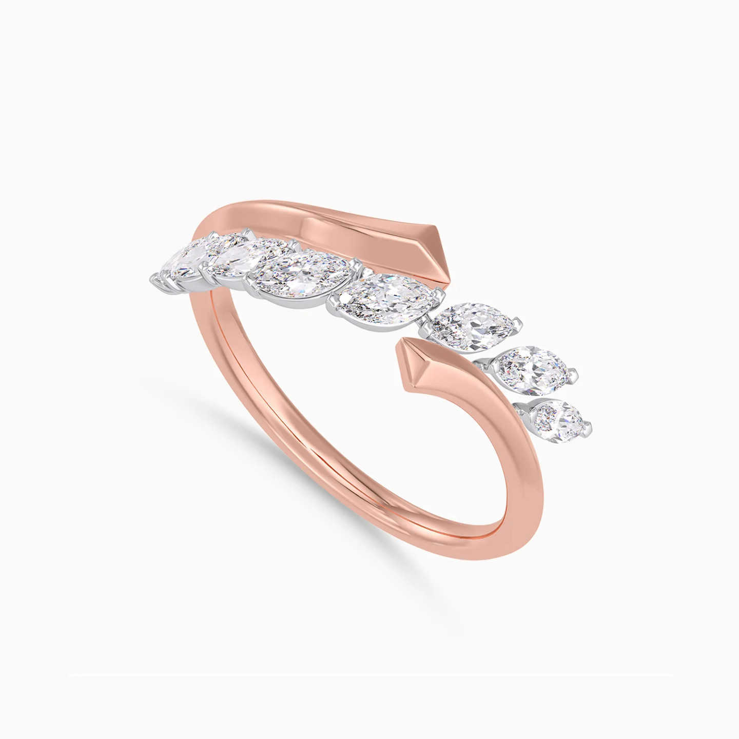 Marquise Curve Diamond Bypass Ring in 18K Gold - 3 Marquise Curve Diamond Bypass Ring in 18K Gold - 3