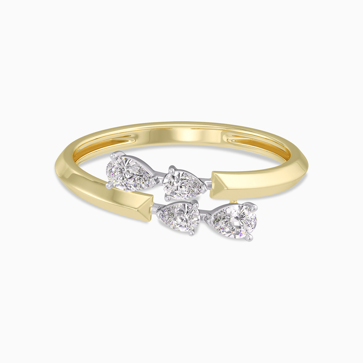 Pear Shaped Center Diamond Bypass Ring in 18K Gold Pear Shaped Center Diamond Bypass Ring in 18K Gold