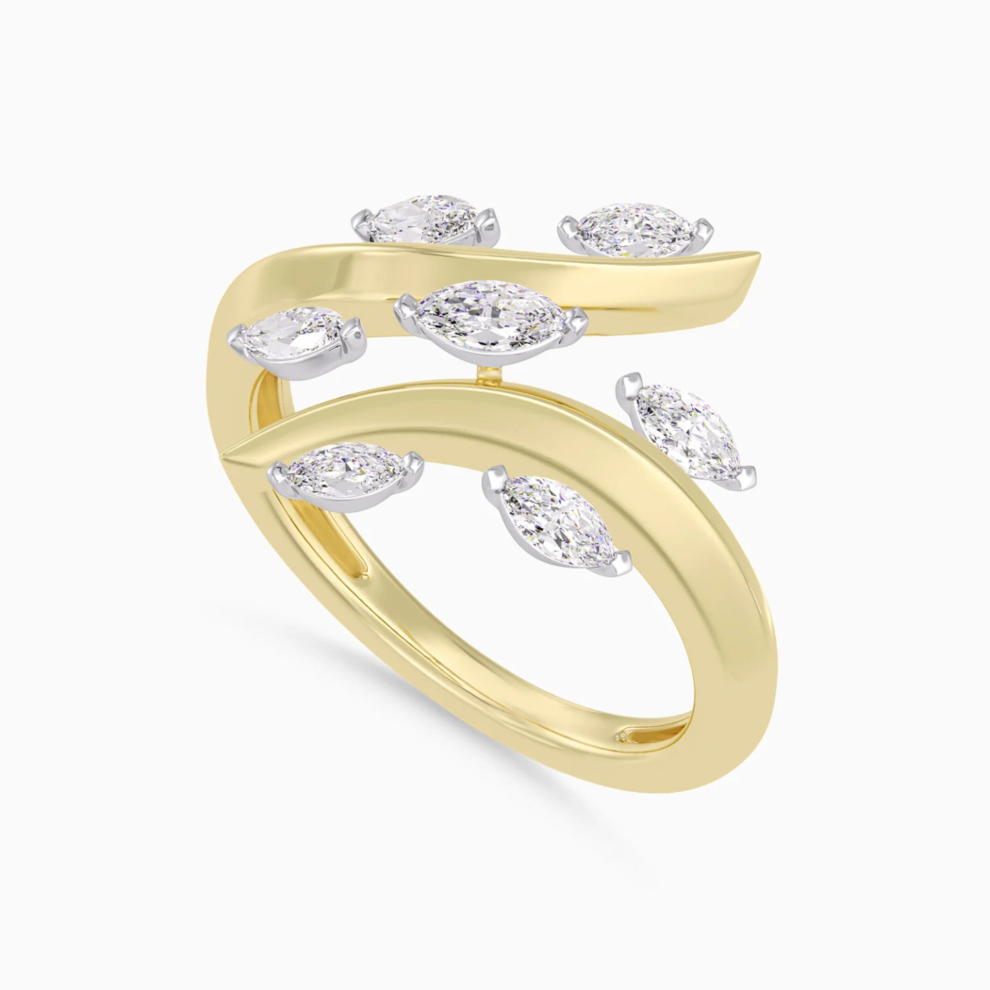 Marquise Diamond Bypass Ring in 18K Gold - 3 Marquise Diamond Bypass Ring in 18K Gold - 3