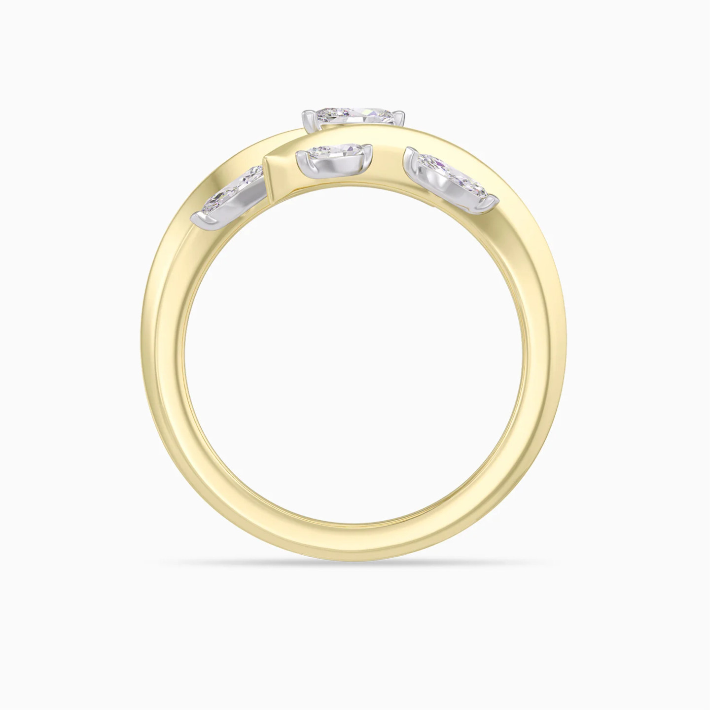 Marquise Diamond Bypass Ring in 18K Gold - 4 Marquise Diamond Bypass Ring in 18K Gold - 4