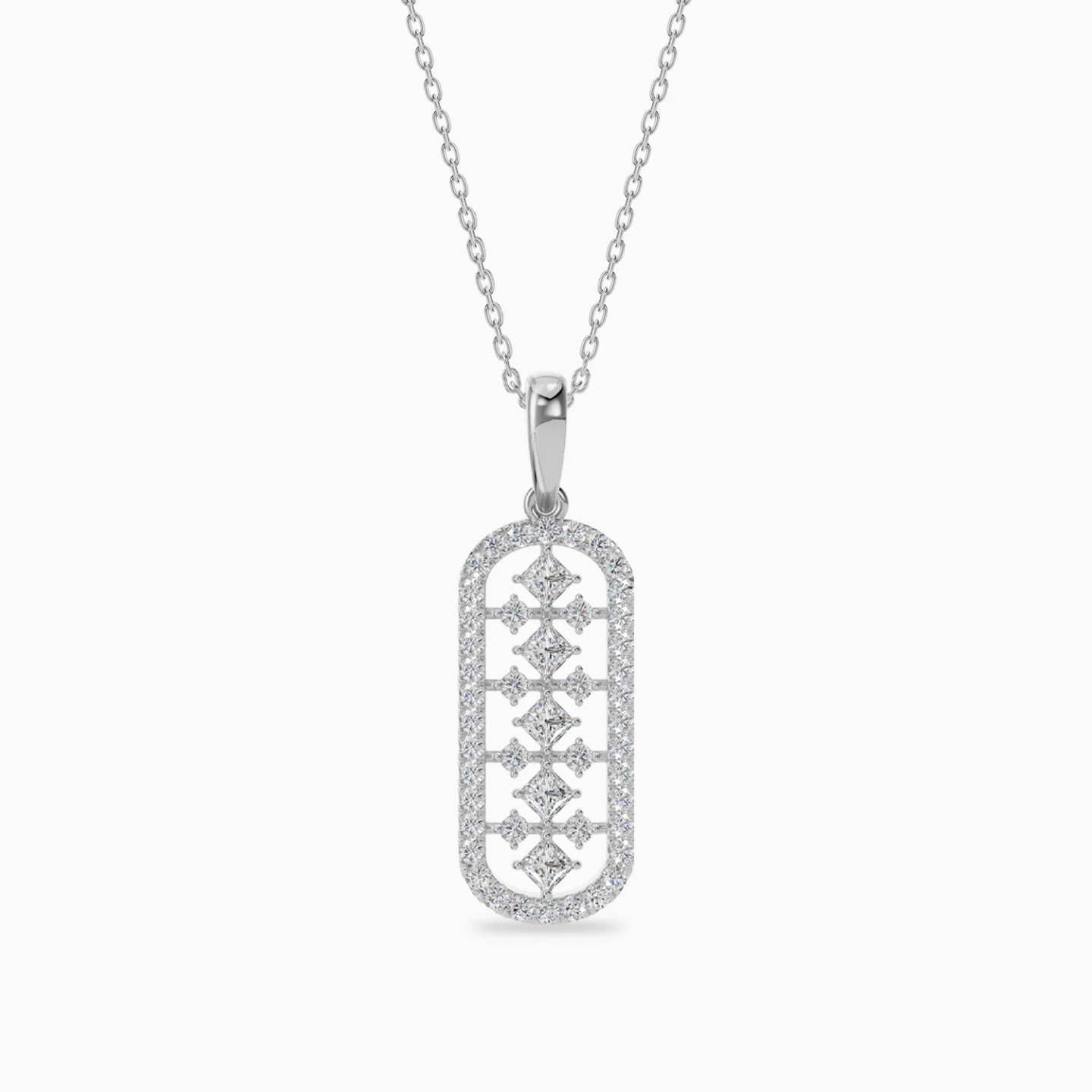 Elongated Oval Frame Diamond Necklace in 18K Gold Elongated Oval Frame Diamond Necklace in 18K Gold