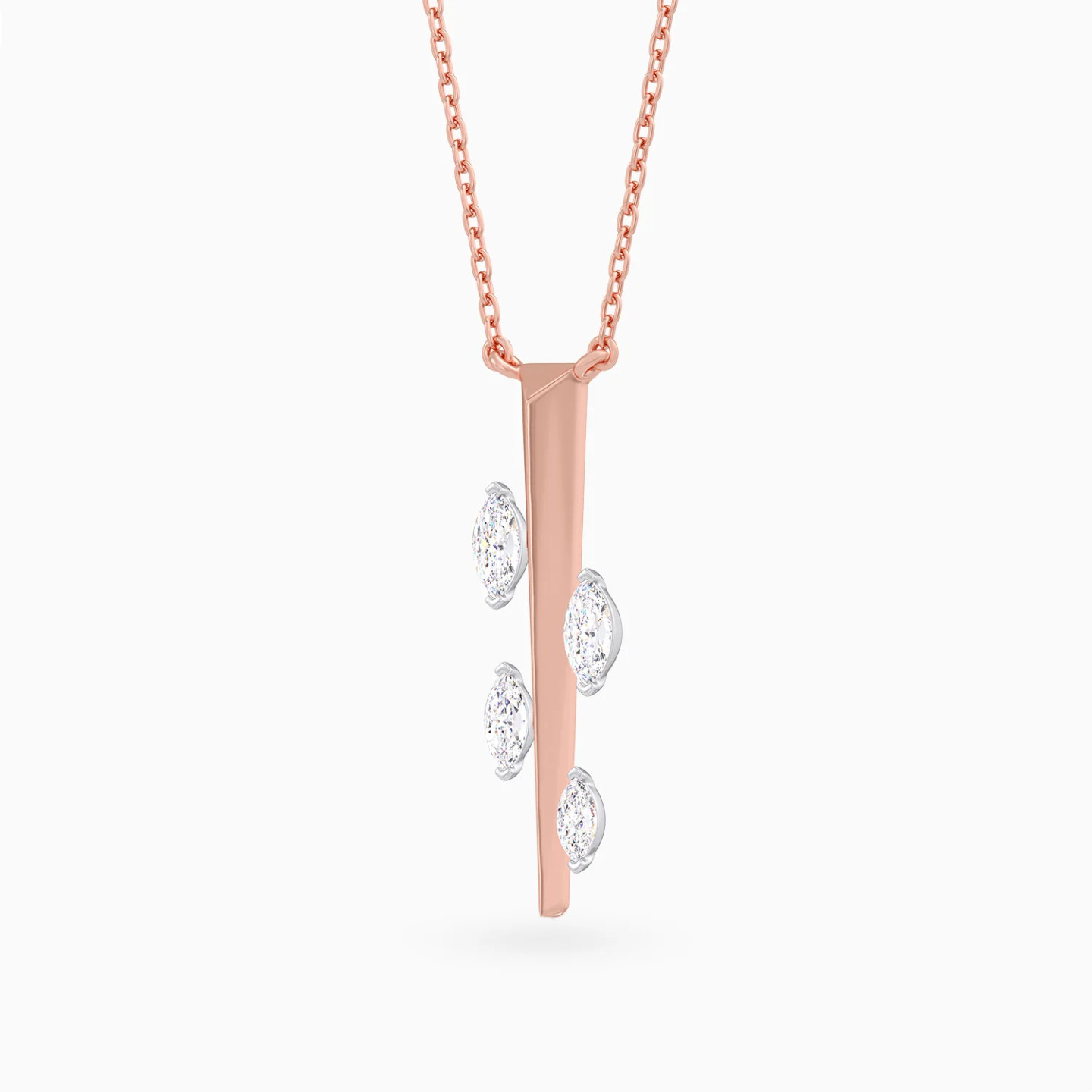 Vertical Line & Marquise Diamond Necklace in 18K Gold - 2 Vertical Line & Marquise Diamond Necklace in 18K Gold - 2