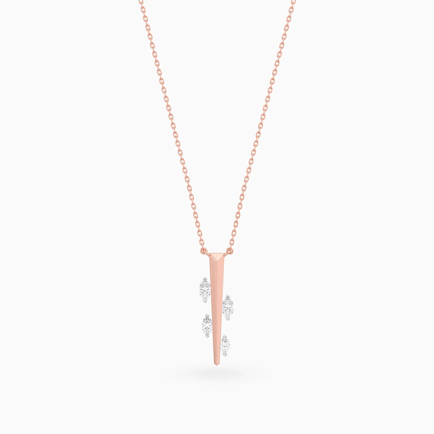Vertical Line & Marquise Diamond Necklace in 18K Gold - 3 Vertical Line & Marquise Diamond Necklace in 18K Gold - 3