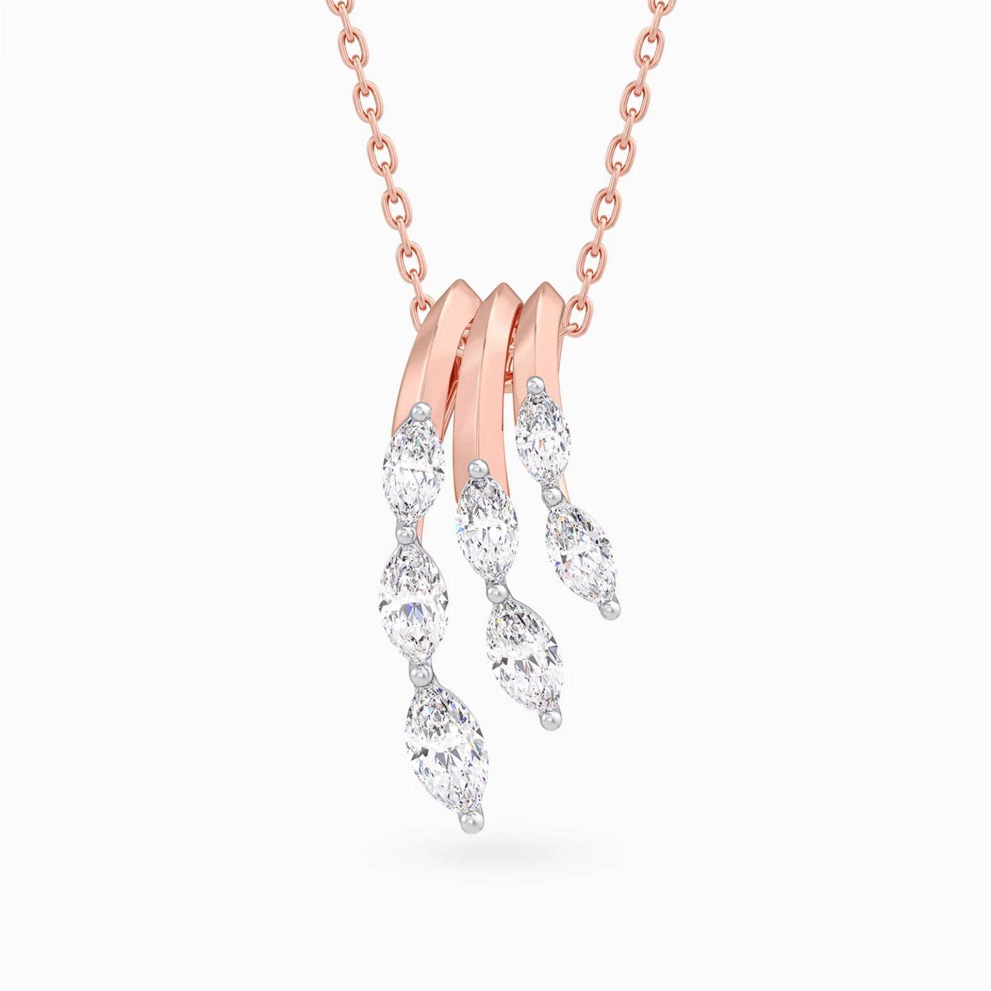 Curved Bars & Marquise Diamond Necklace in 18K Gold Curved Bars & Marquise Diamond Necklace in 18K Gold