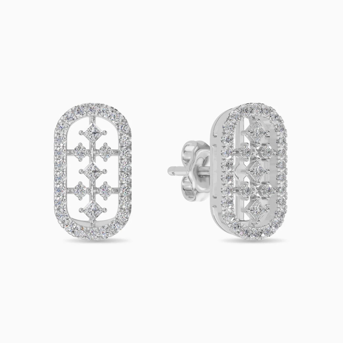Elongated Oval Frame Diamond Stud Earrings in 18K Gold Elongated Oval Frame Diamond Stud Earrings in 18K Gold