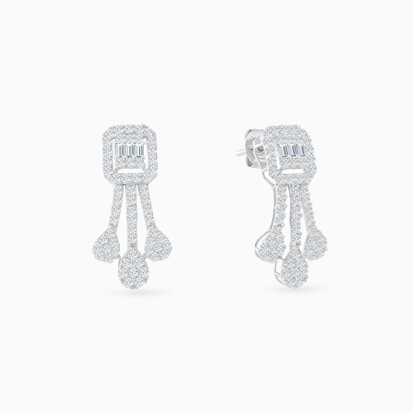 طقم شكل مستطيل وقطرات ذهب عيار 18 قيراط مزين بأحجار زركون (3 قطع) - 4 طقم شكل مستطيل وقطرات ذهب عيار 18 قيراط مزين بأحجار زركون (3 قطع) - 4