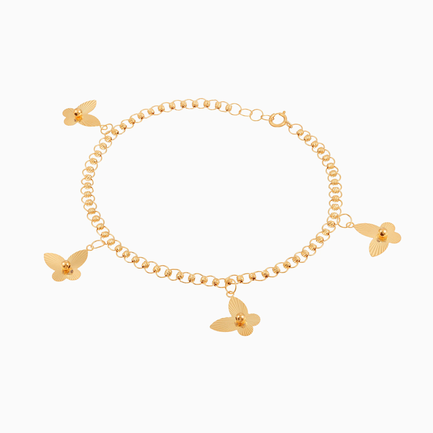 Beaded Butterflies Charms Bracelet in 21K Gold - 3 Beaded Butterflies Charms Bracelet in 21K Gold - 3