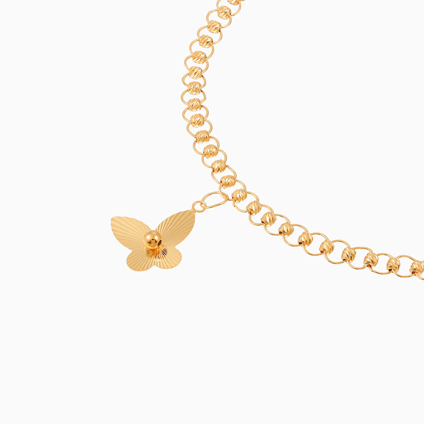 Beaded Butterflies Charms Bracelet in 21K Gold - 4 Beaded Butterflies Charms Bracelet in 21K Gold - 4