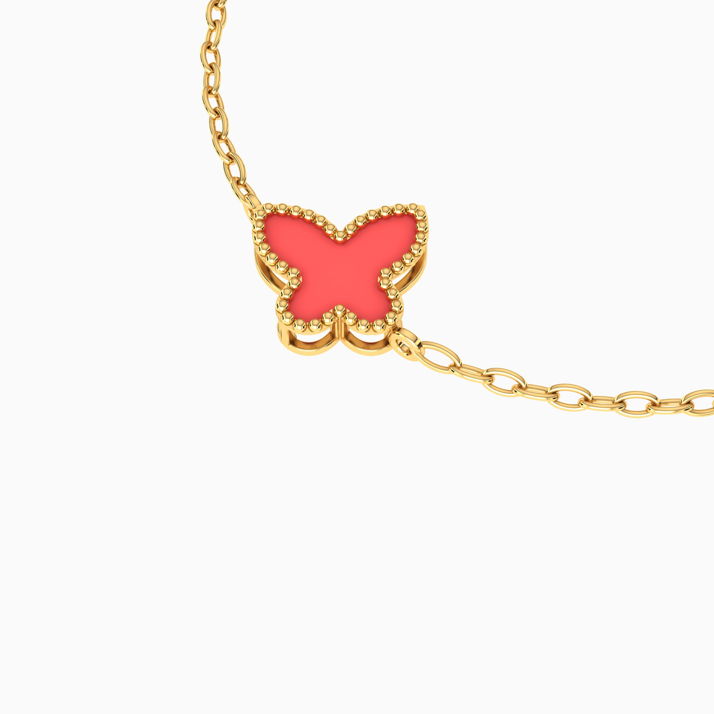 Kids Butterfly Colored Stones Chain Bracelet in 18K Gold - 3