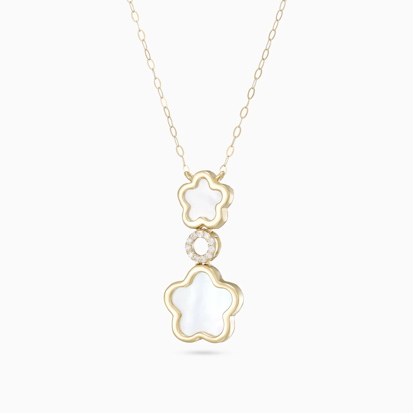 Floral Enamel Coated Necklace in 18K Gold - 2 Floral Enamel Coated Necklace in 18K Gold - 2