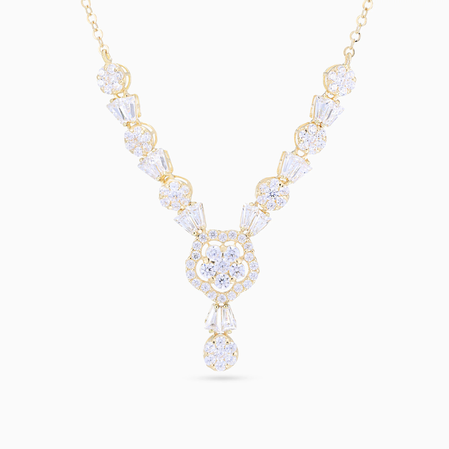 V Shaped Cubic Zirconia Necklace in 18K Gold V Shaped Cubic Zirconia Necklace in 18K Gold