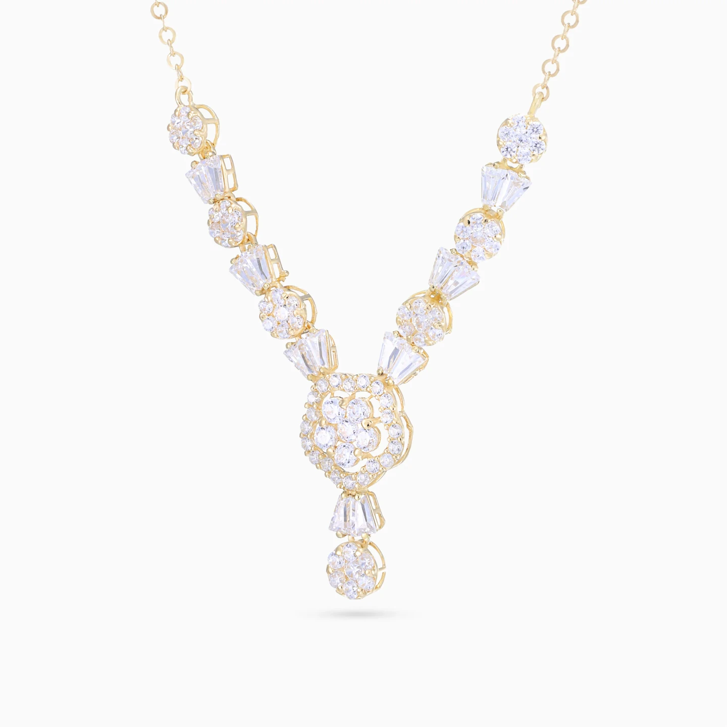 V Shaped Cubic Zirconia Necklace in 18K Gold - 2 V Shaped Cubic Zirconia Necklace in 18K Gold - 2