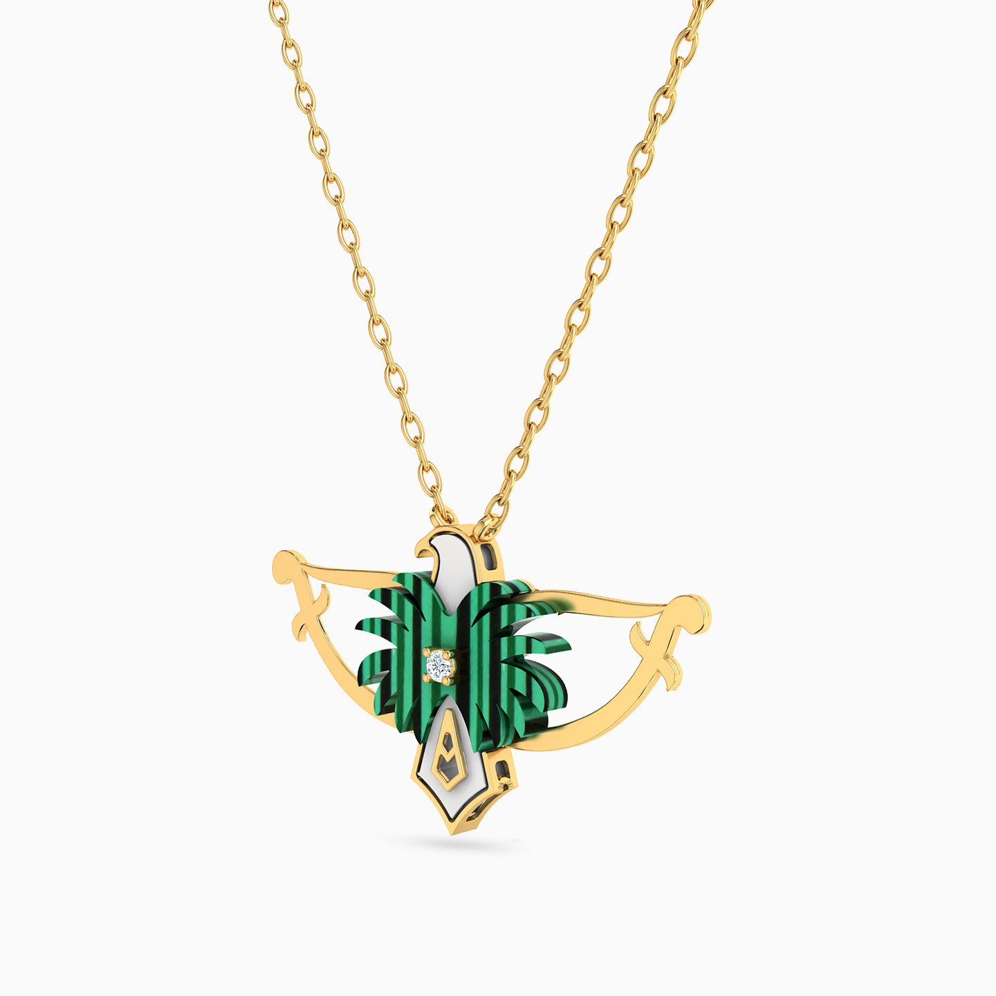 Eagle Green Stones Necklace in 18K Gold - 2 Eagle Green Stones Necklace in 18K Gold - 2