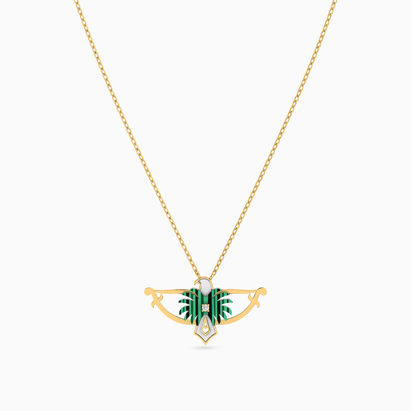 Eagle Green Stones Necklace in 18K Gold - 3 Eagle Green Stones Necklace in 18K Gold - 3