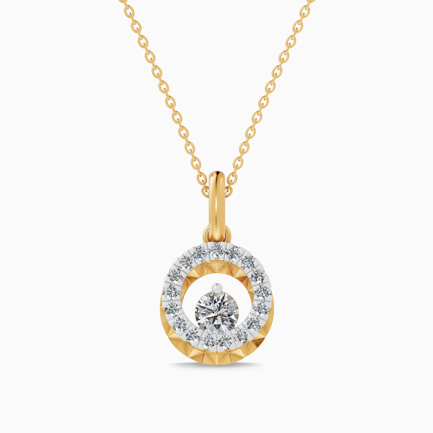 Circular Frame Diamond Pendant Necklace in 18K Gold Circular Frame Diamond Pendant Necklace in 18K Gold